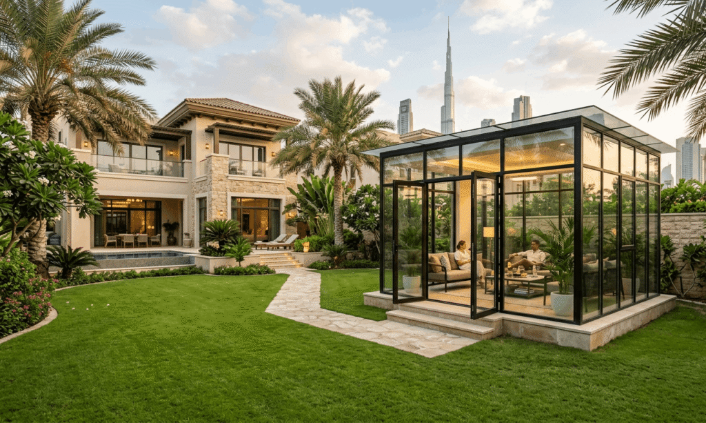 Explore why glass rooms are an excellent choice for Dubai villas, offering breathtaking views, natural light, more living space, and a beautiful indoor-outdoor connection.