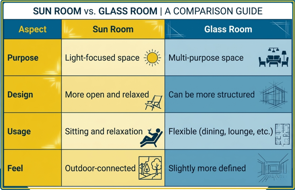 sun room and glass room comparison
